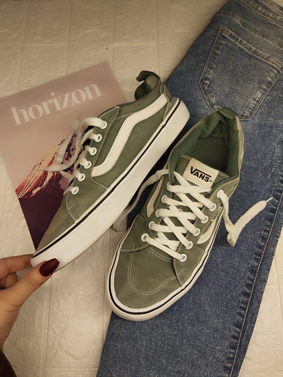 Green low rise vans